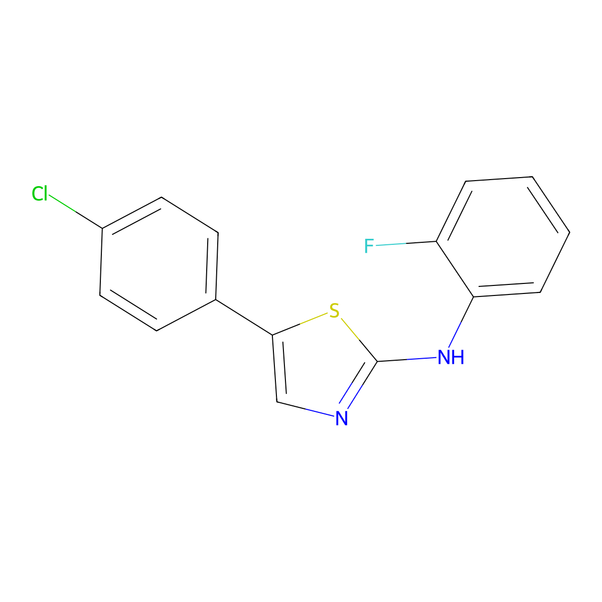5-(4-chlorophenyl)-N-(2-fluorophenyl)-1,3-thiazol-2-amine molecular structure, CAS 297150-34-6