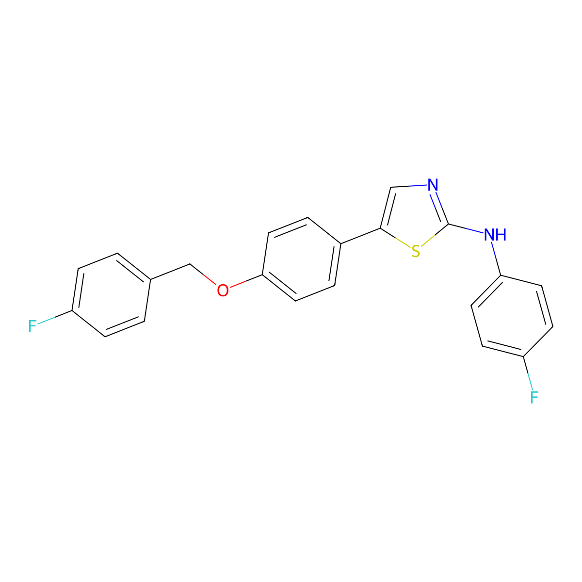5-{4-[(4-fluorobenzyl)oxy]phenyl}-N-(4-fluorophenyl)-1,3-thiazol-2-amine molecular structure, CAS 297150-36-8