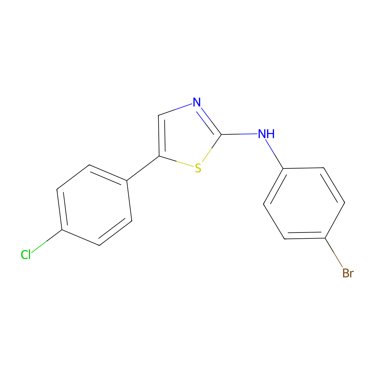 N-(4-bromophenyl)-5-(4-chlorophenyl)-1,3-thiazol-2-amine molecular structure, CAS 297150-37-9