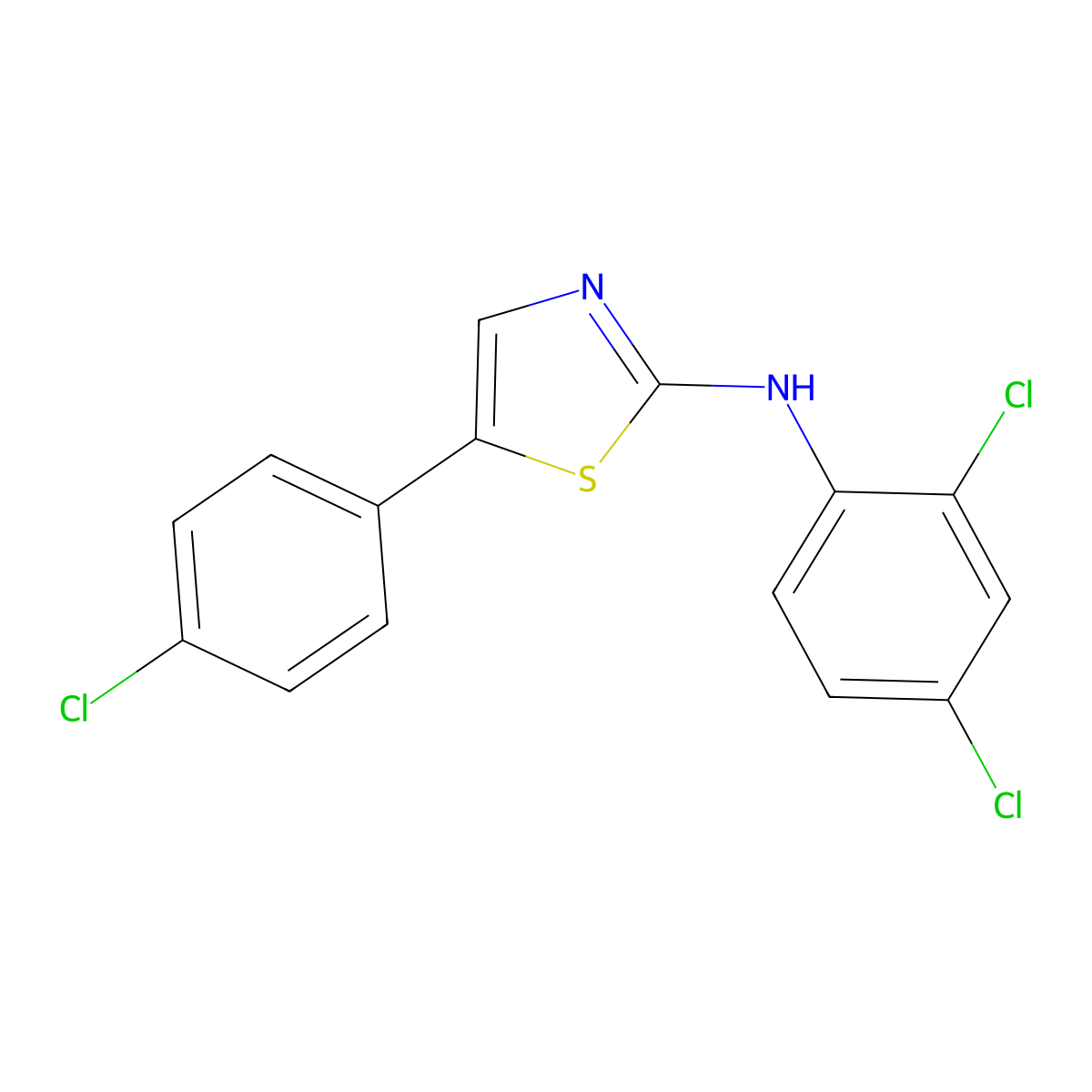 5-(4-chlorophenyl)-N-(2,4-dichlorophenyl)-1,3-thiazol-2-amine molecular structure, CAS 297150-38-0