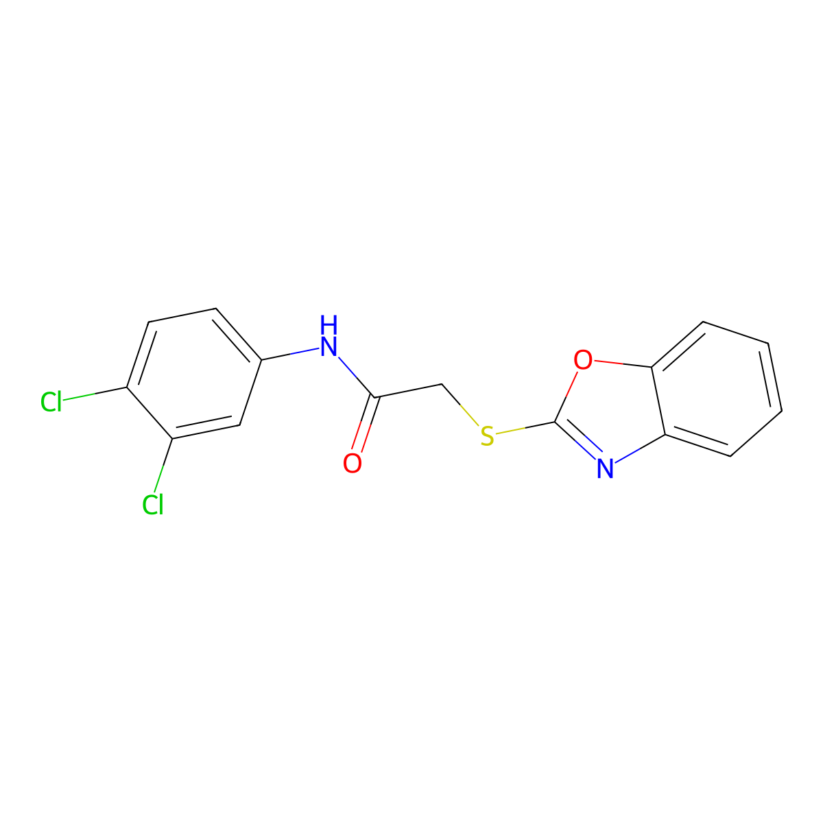 2-(2-Benzoxazolylthio)-N-(3,4-dichlorophenyl)acetamide molecular structure, CAS 297150-39-1
