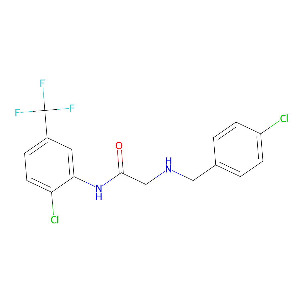 2-((4-Chlorobenzyl)amino)-N-(2-chloro-5-(trifluoromethyl)phenyl)acetamide molecular structure, CAS 297150-43-7