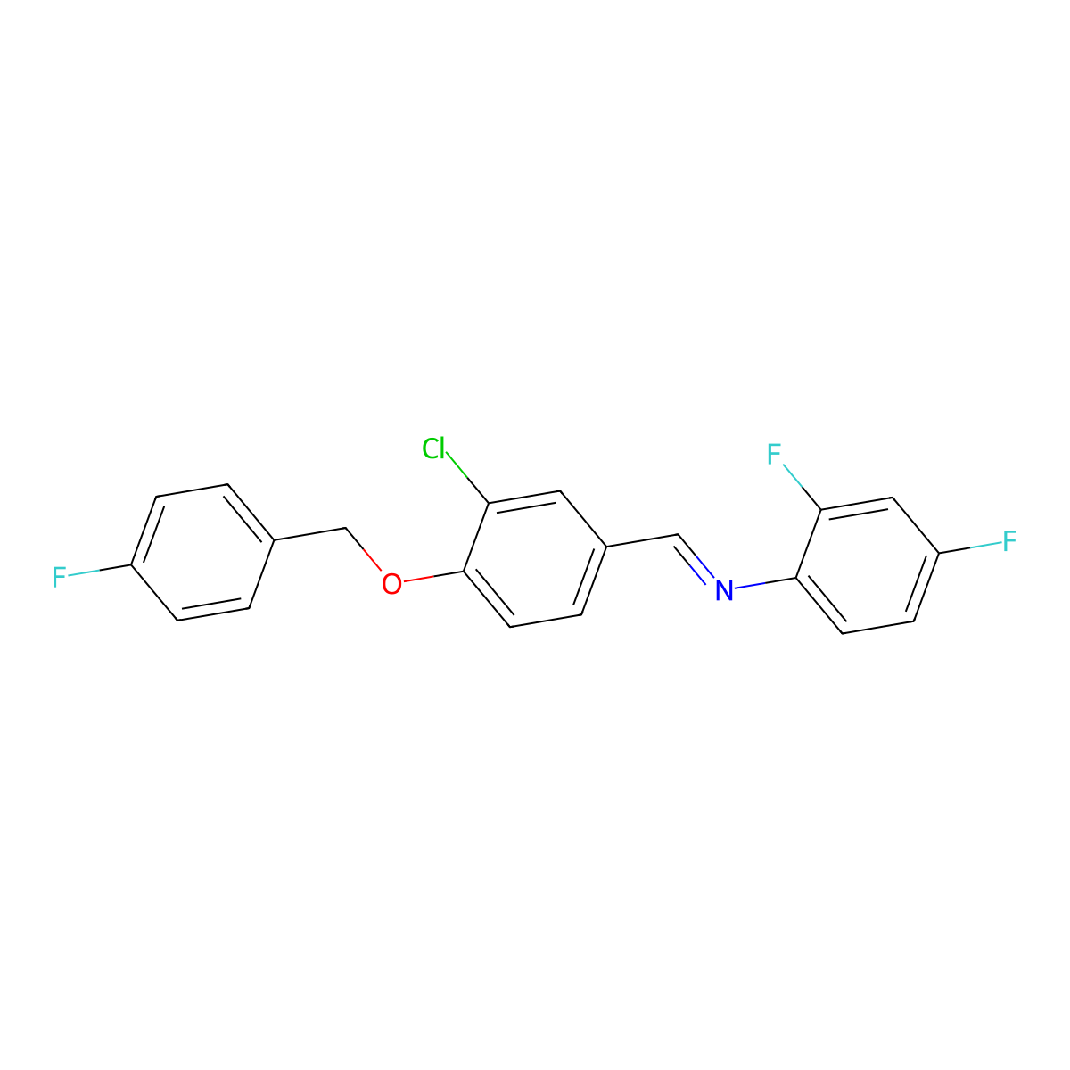 N-((3-Chloro-4-((4-fluorobenzyl)oxy)phenyl)methylene)-2,4-difluoroaniline molecular structure, CAS 297150-45-9