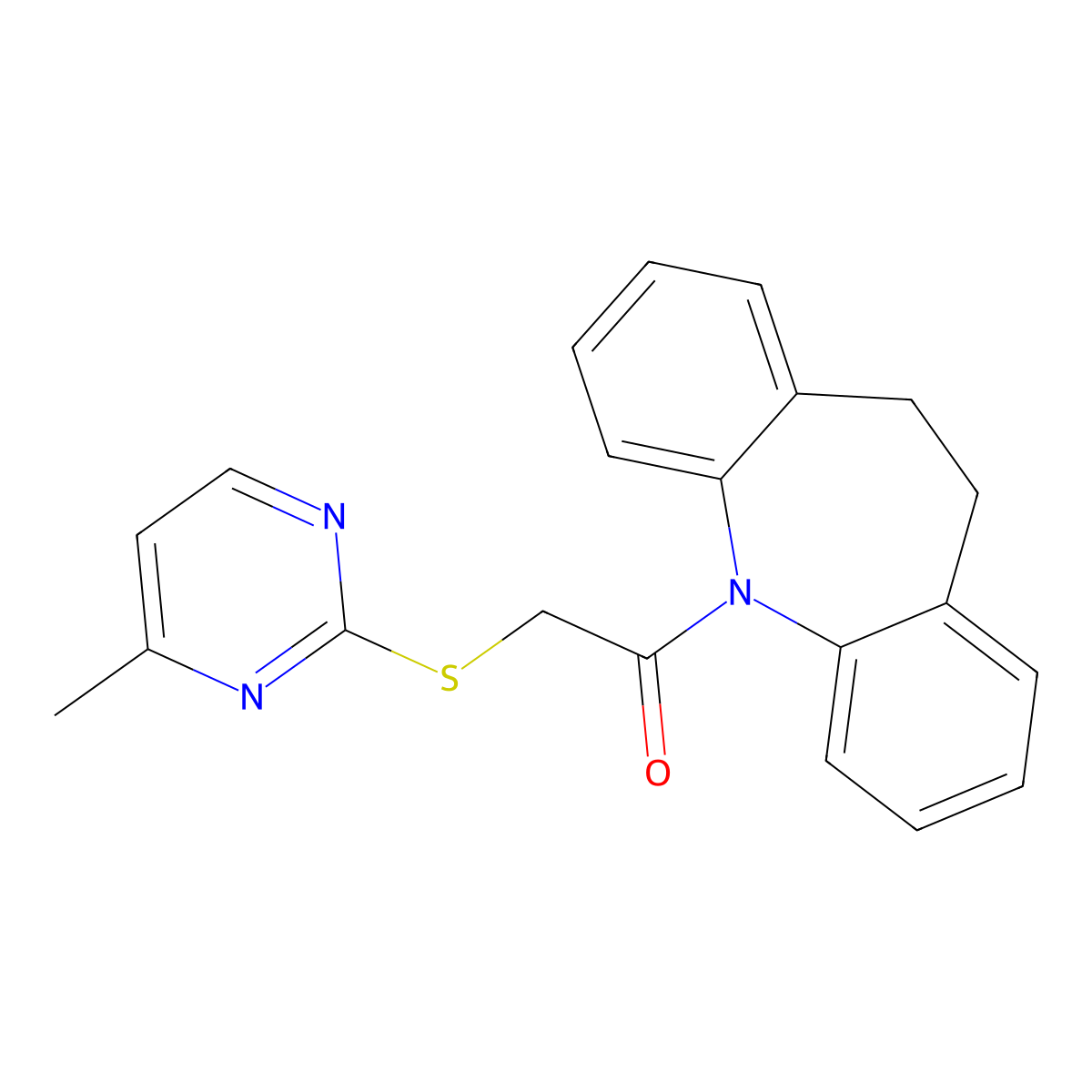 1-(5,6-Dihydrobenzo[b][1]benzazepin-11-yl)-2-(4-methylpyrimidin-2-yl)sulfanylethanone molecular structure, CAS 297157-42-7