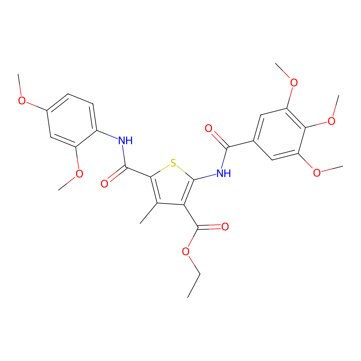 Ethyl 5-[(2,4-dimethoxyphenyl)carbamoyl]-4-methyl-2-(3,4,5-trimethoxybenzamido)thiophene-3-carboxylate molecular structure, CAS 297157-68-7