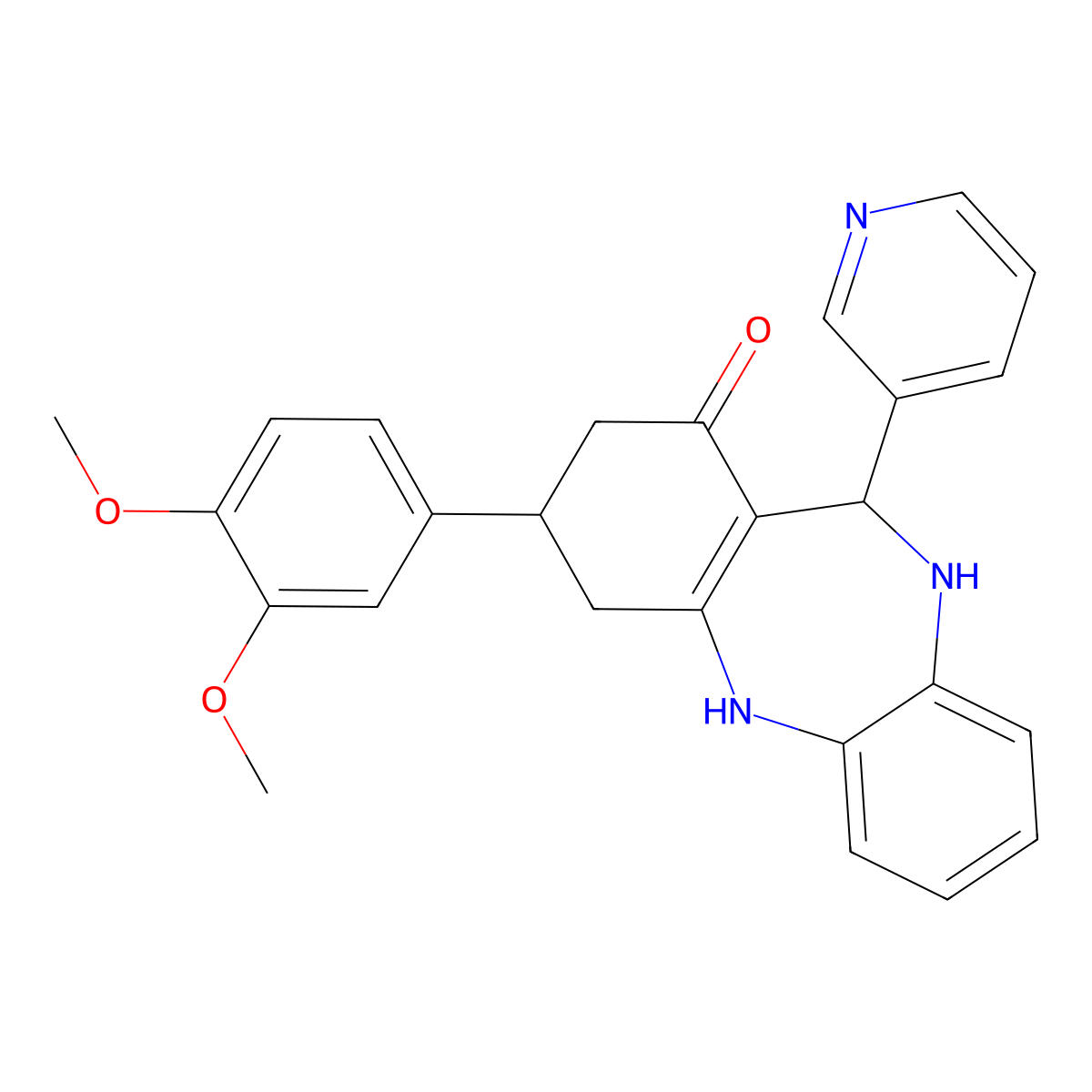 9-(3,4-Dimethoxyphenyl)-6-pyridin-3-yl-5,6,8,9,10,11-hexahydrobenzo[b][1,4]benzodiazepin-7-one molecular structure, CAS 297157-73-4