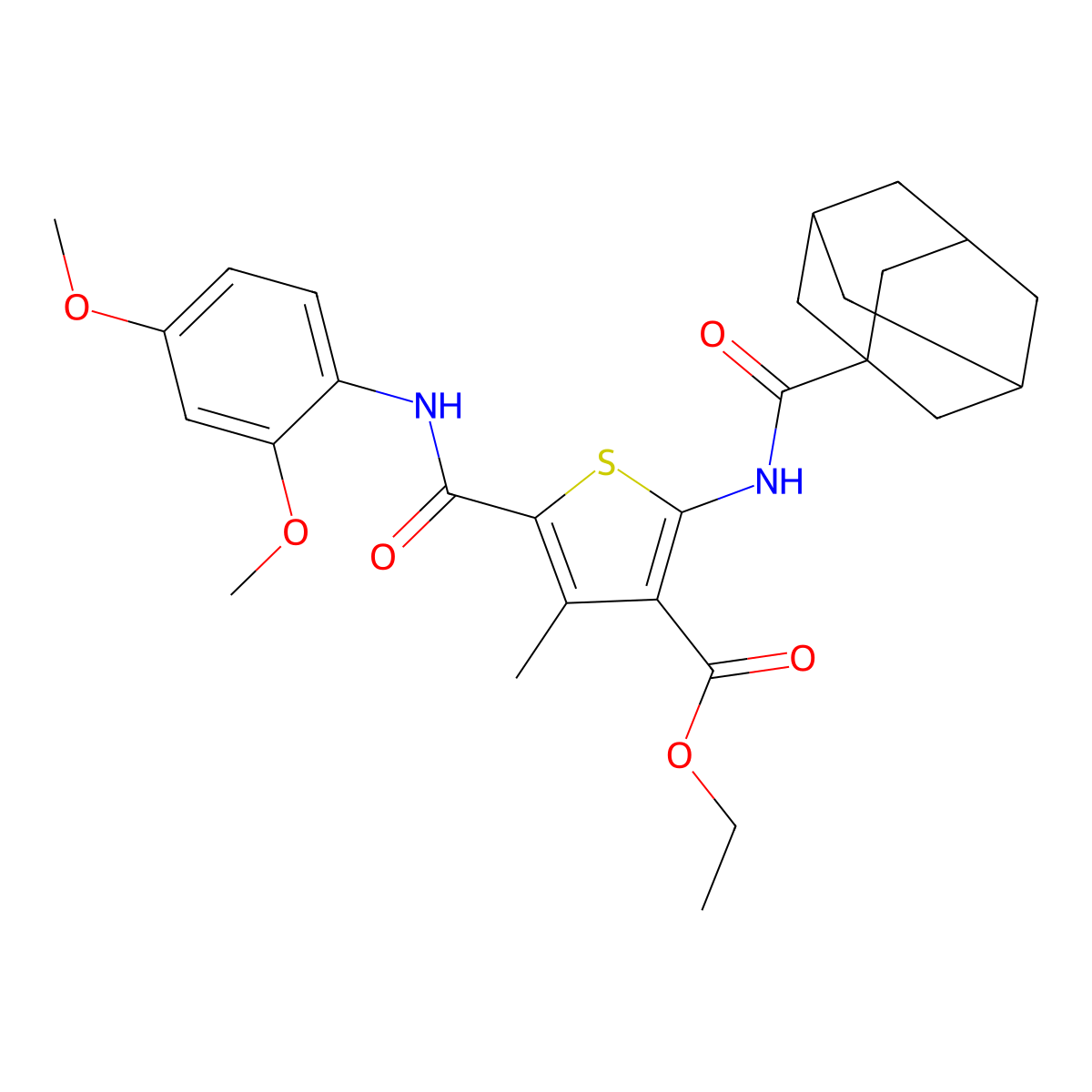 Ethyl 2-(adamantane-1-carbonylamino)-5-[(2,4-dimethoxyphenyl)carbamoyl]-4-methylthiophene-3-carboxylate molecular structure, CAS 297157-99-4