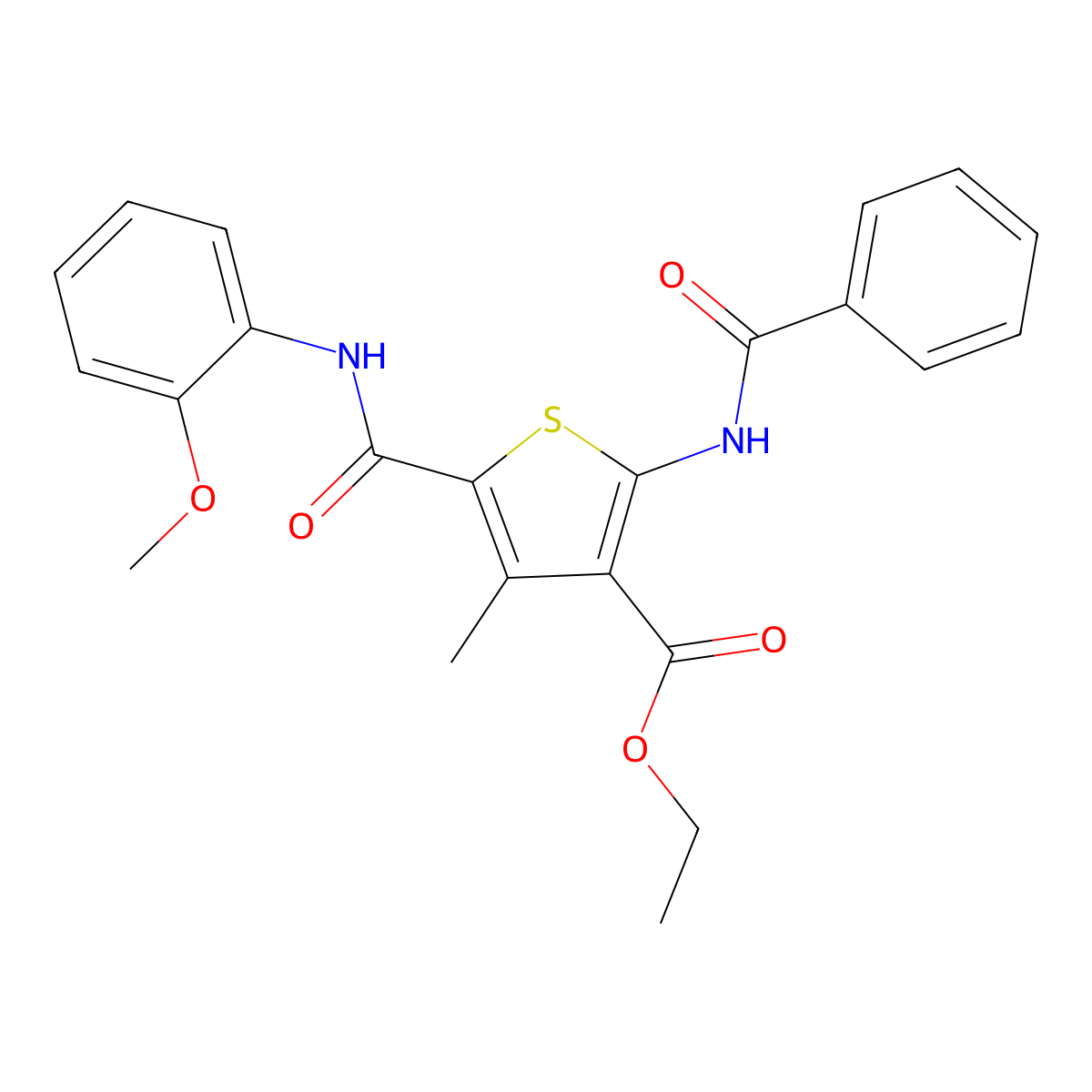 Ethyl 2-benzamido-5-[(2-methoxyphenyl)carbamoyl]-4-methylthiophene-3-carboxylate molecular structure, CAS 297158-10-2