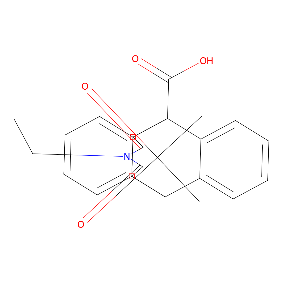 17-Ethyl-16,18-dioxo-17-azapentacyclo[6.6.5.0~2,7~.0~9,14~.0~15,19~]nonadeca-2,4,6,9,11,13-hexaene-1-carboxylic acid (non-preferred name) molecular structure, CAS 297158-25-9
