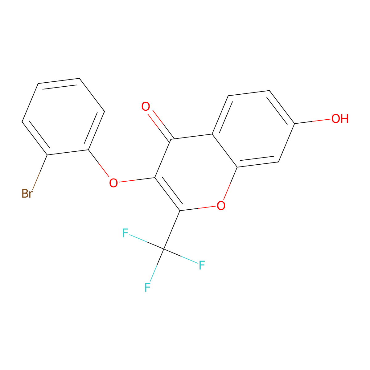 3-(2-bromophenoxy)-7-hydroxy-2-(trifluoromethyl)-4H-chromen-4-one molecular structure, CAS 297158-58-8