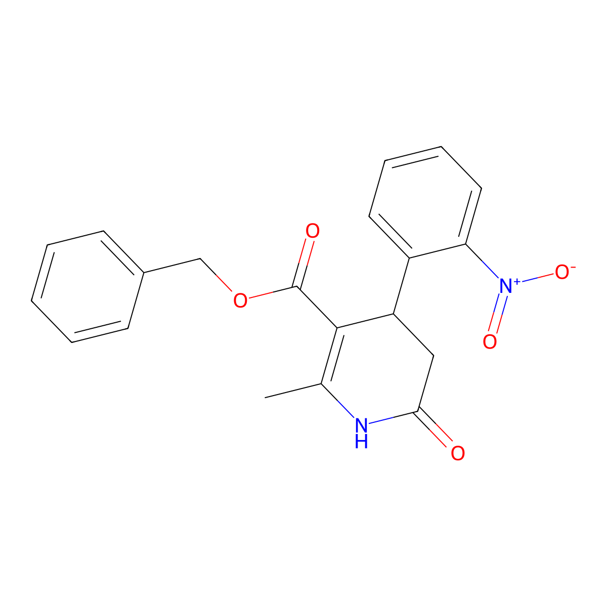 Benzyl 2-methyl-4-(2-nitrophenyl)-6-oxo-1,4,5,6-tetrahydropyridine-3-carboxylate molecular structure, CAS 297158-91-9