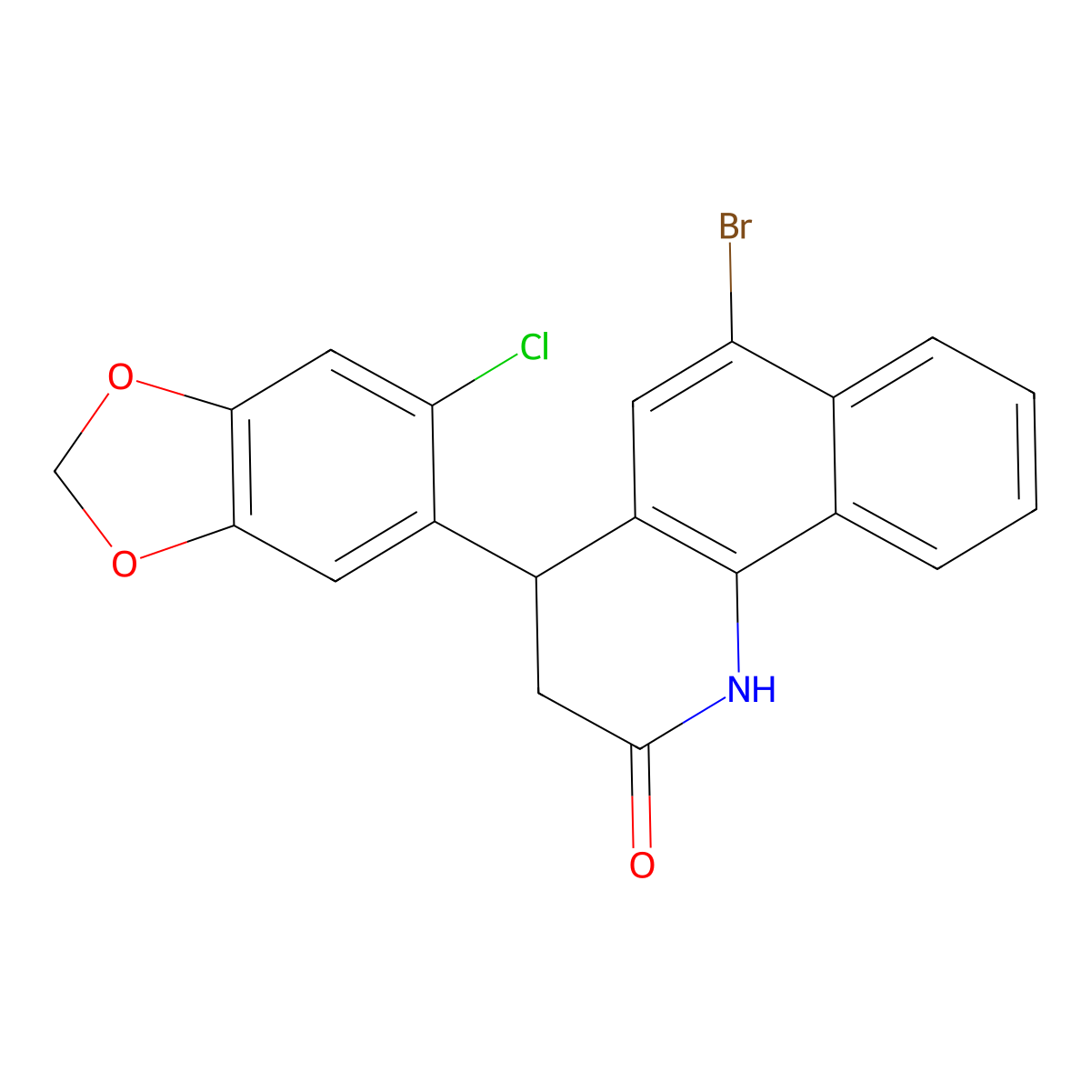 6-bromo-4-(6-chloro-1,3-benzodioxol-5-yl)-3,4-dihydrobenzo[h]quinolin-2(1H)-one molecular structure, CAS 297158-94-2
