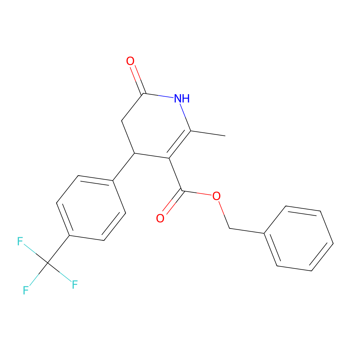 Benzyl 2-methyl-6-oxo-4-[4-(trifluoromethyl)phenyl]-1,4,5,6-tetrahydropyridine-3-carboxylate molecular structure, CAS 297159-03-6