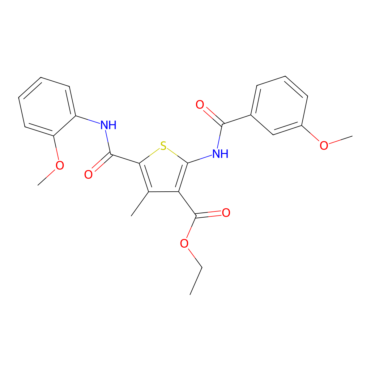 Ethyl 2-(3-methoxybenzamido)-5-[(2-methoxyphenyl)carbamoyl]-4-methylthiophene-3-carboxylate molecular structure, CAS 297159-26-3