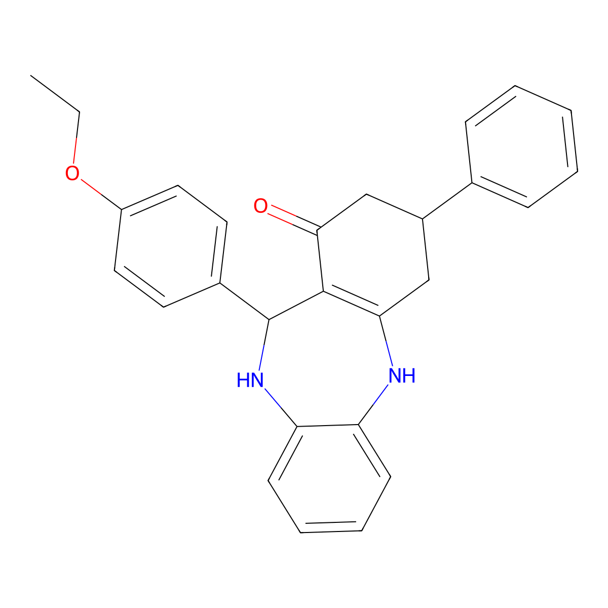 6-(4-Ethoxyphenyl)-9-phenyl-5,6,8,9,10,11-hexahydrobenzo[b][1,4]benzodiazepin-7-one molecular structure, CAS 297159-28-5