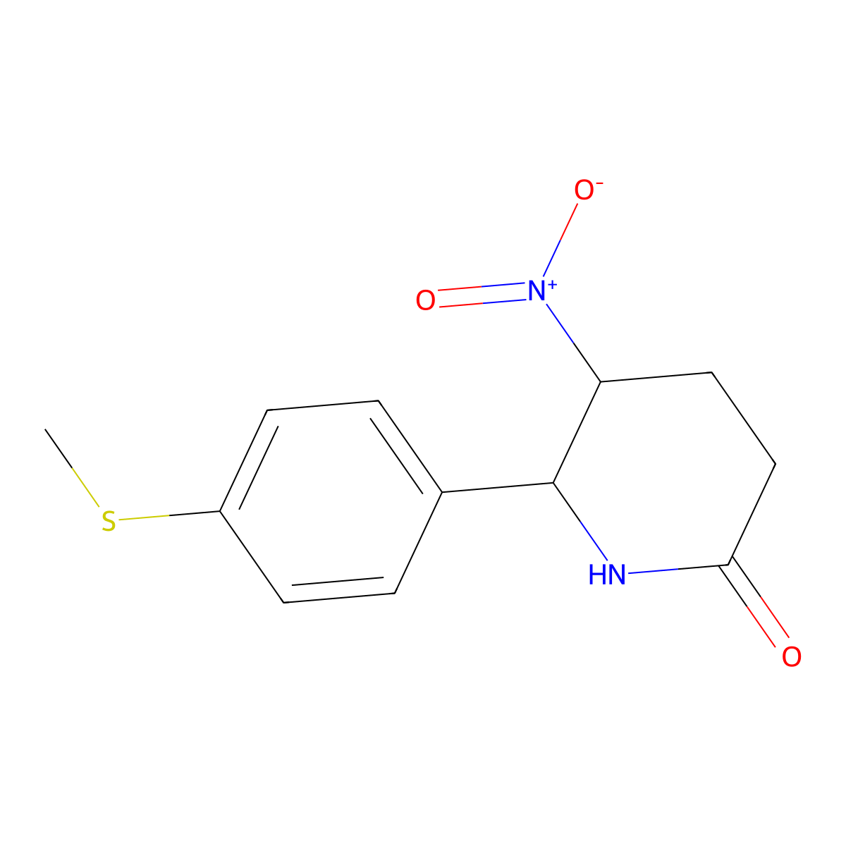 6-[4-(Methylsulfanyl)phenyl]-5-nitropiperidin-2-one molecular structure, CAS 297159-42-3