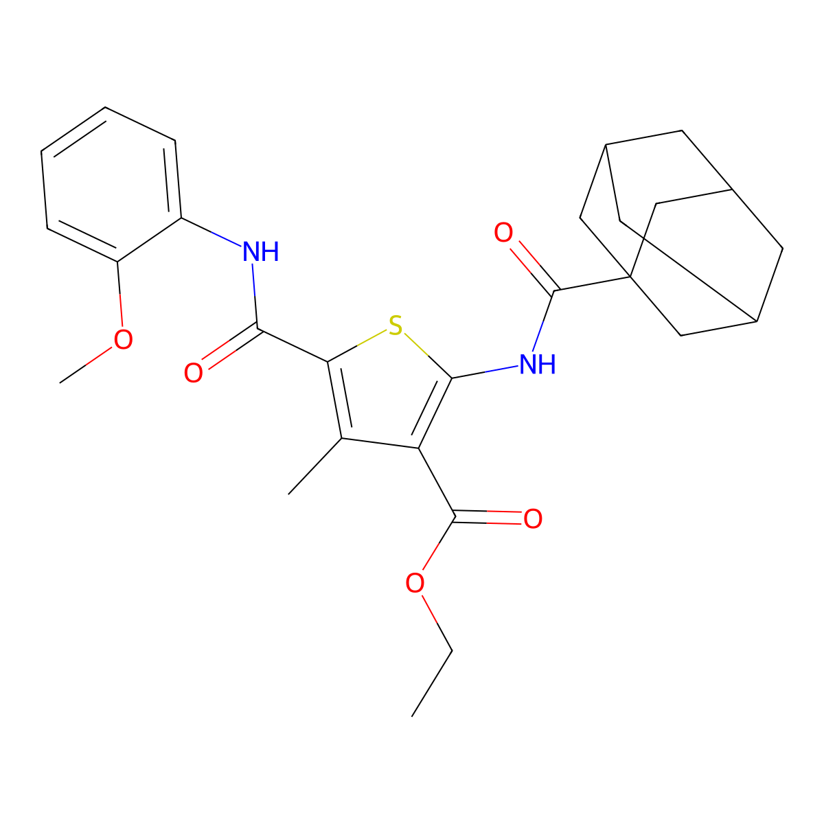 Ethyl 2-(adamantane-1-amido)-5-[(2-methoxyphenyl)carbamoyl]-4-methylthiophene-3-carboxylate molecular structure, CAS 297159-49-0