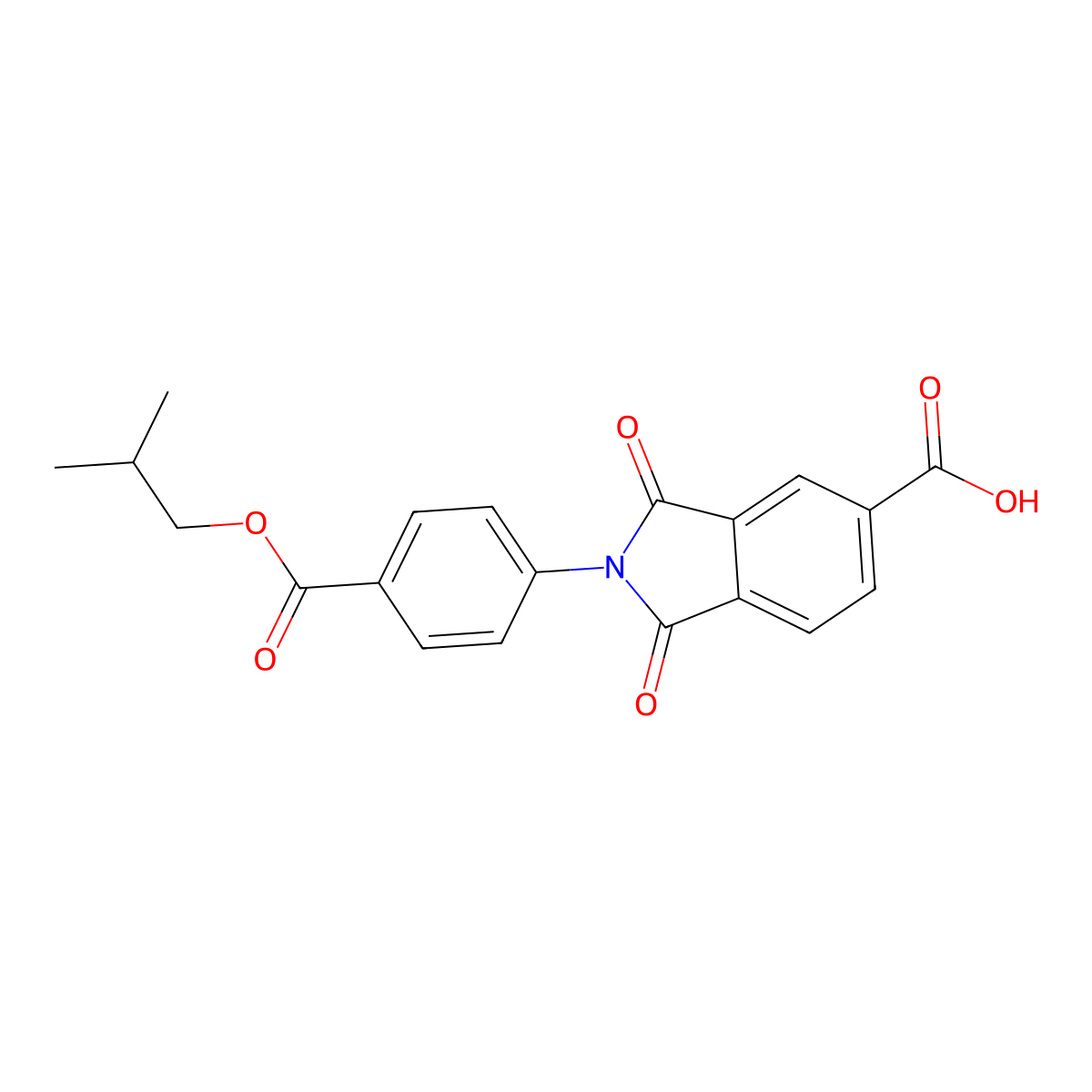 2-{4-[(2-methylpropoxy)carbonyl]phenyl}-1,3-dioxo-2,3-dihydro-1H-isoindole-5-carboxylic acid molecular structure, CAS 297162-00-6