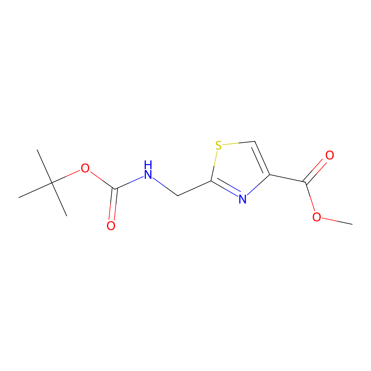 2-(tert-Butoxycarbonylamino-methyl)-thiazole-4-carboxylic acid methyl ester molecular structure, CAS 297165-32-3