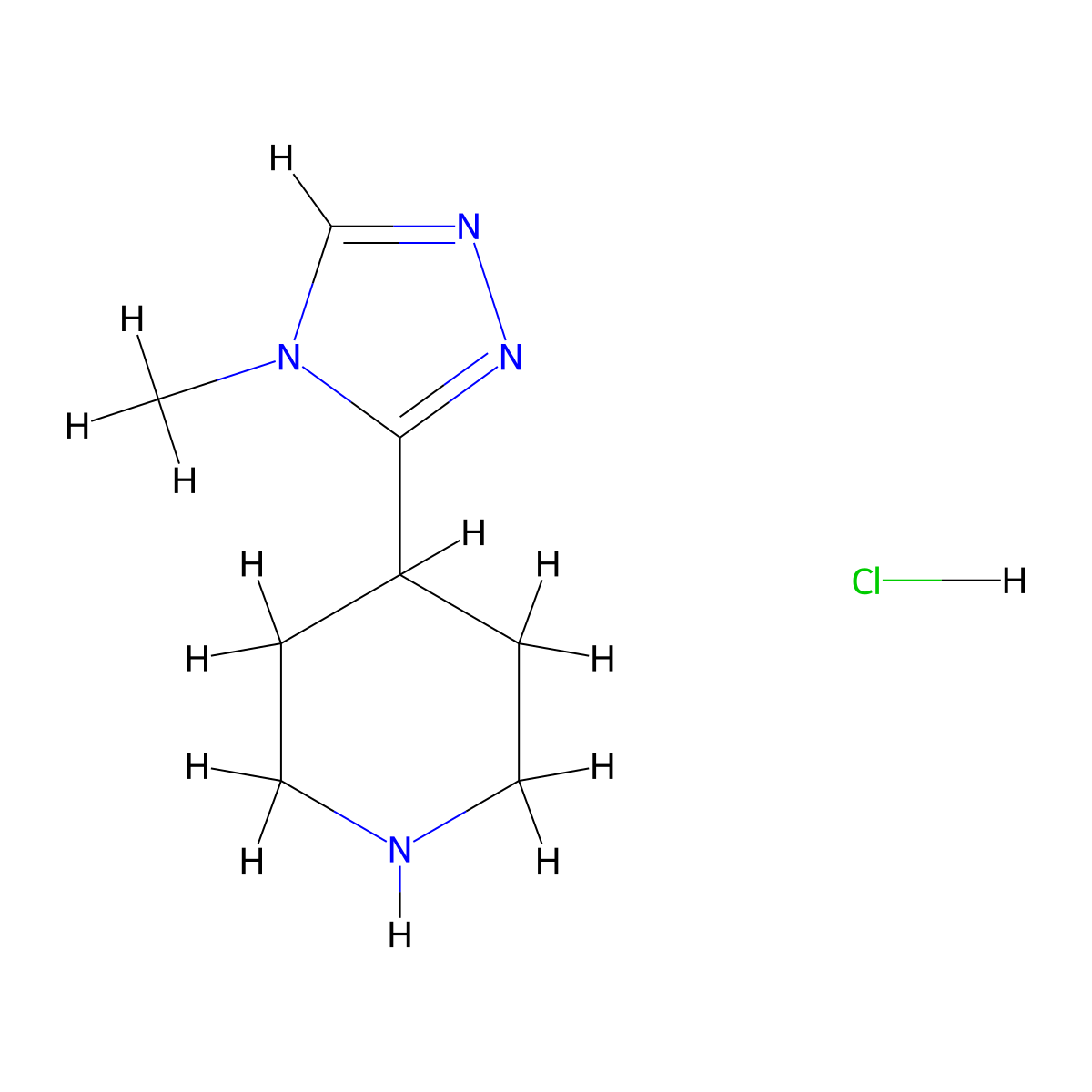4-(4-Methyl-4H-1,2,4-triazol-3-YL)piperidine hydrochloride molecular structure, CAS 297171-80-3