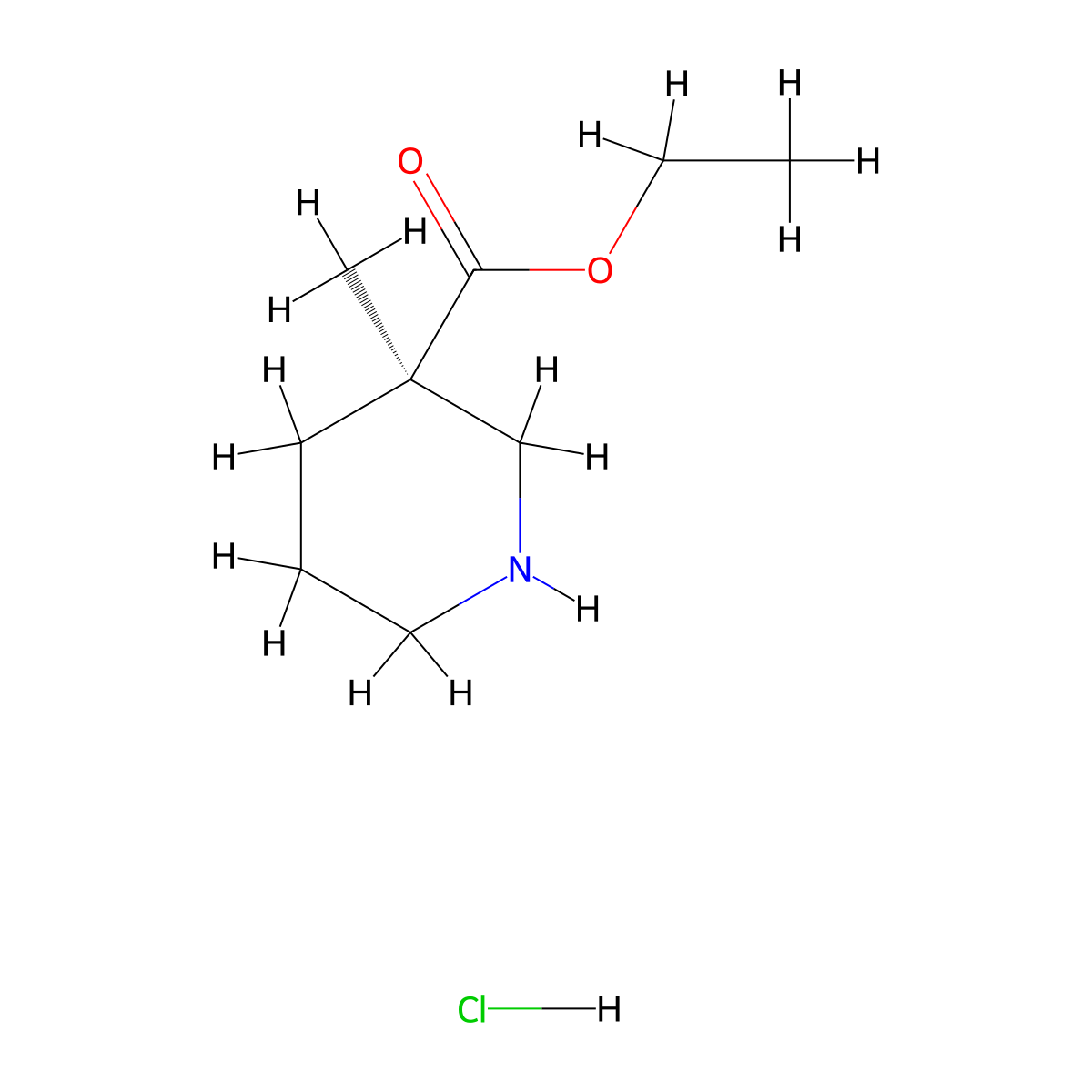 (R)-3-Methyl-piperidine-3-carboxylic acid ethyl ester hydrochloride molecular structure, CAS 297176-81-9