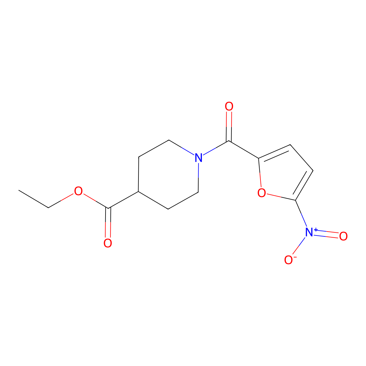 Ethyl 1-(5-nitrofuran-2-carbonyl)piperidine-4-carboxylate molecular structure, CAS 297178-88-2
