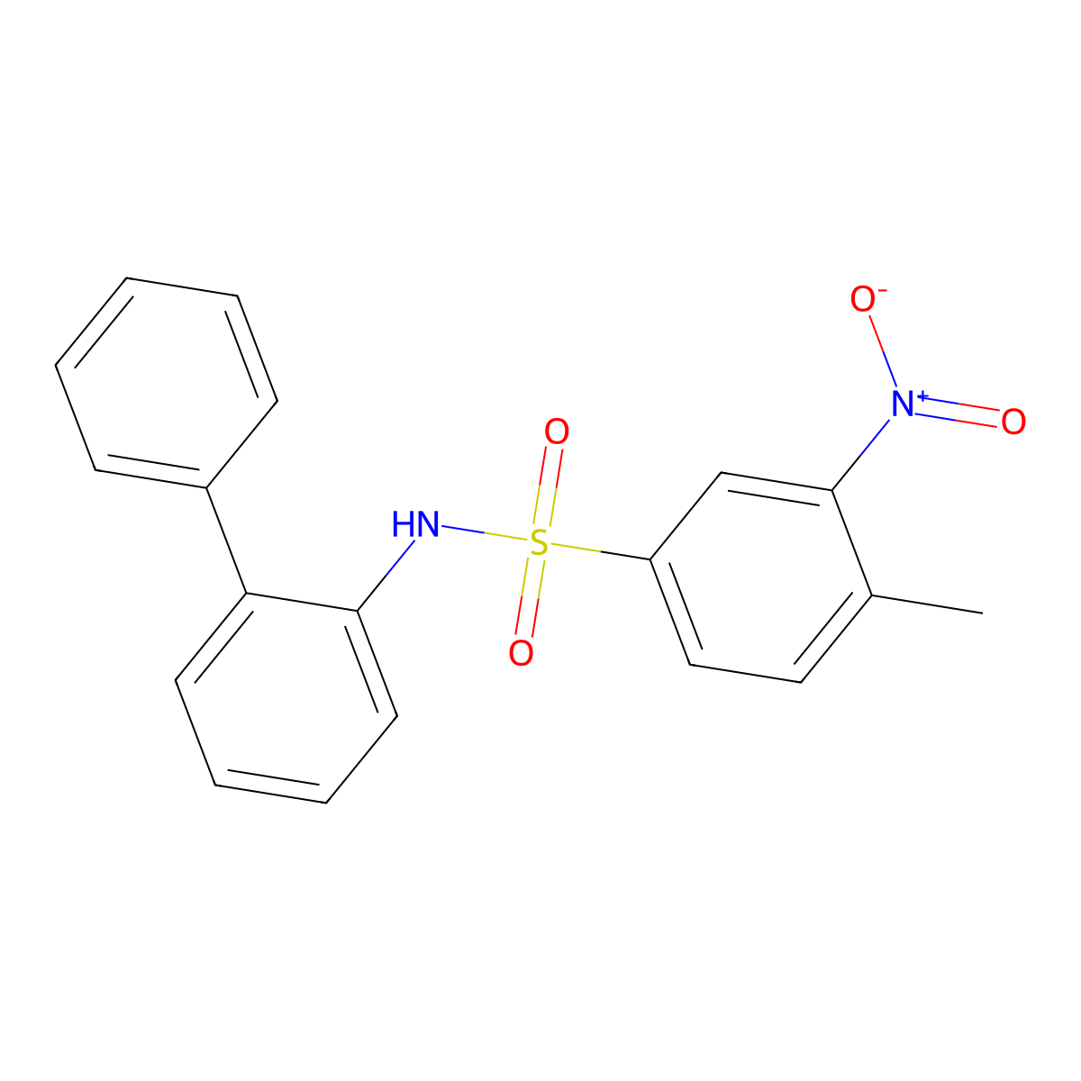 4-methyl-3-nitro-N-(2-phenylphenyl)benzenesulfonamide molecular structure, CAS 297178-92-8