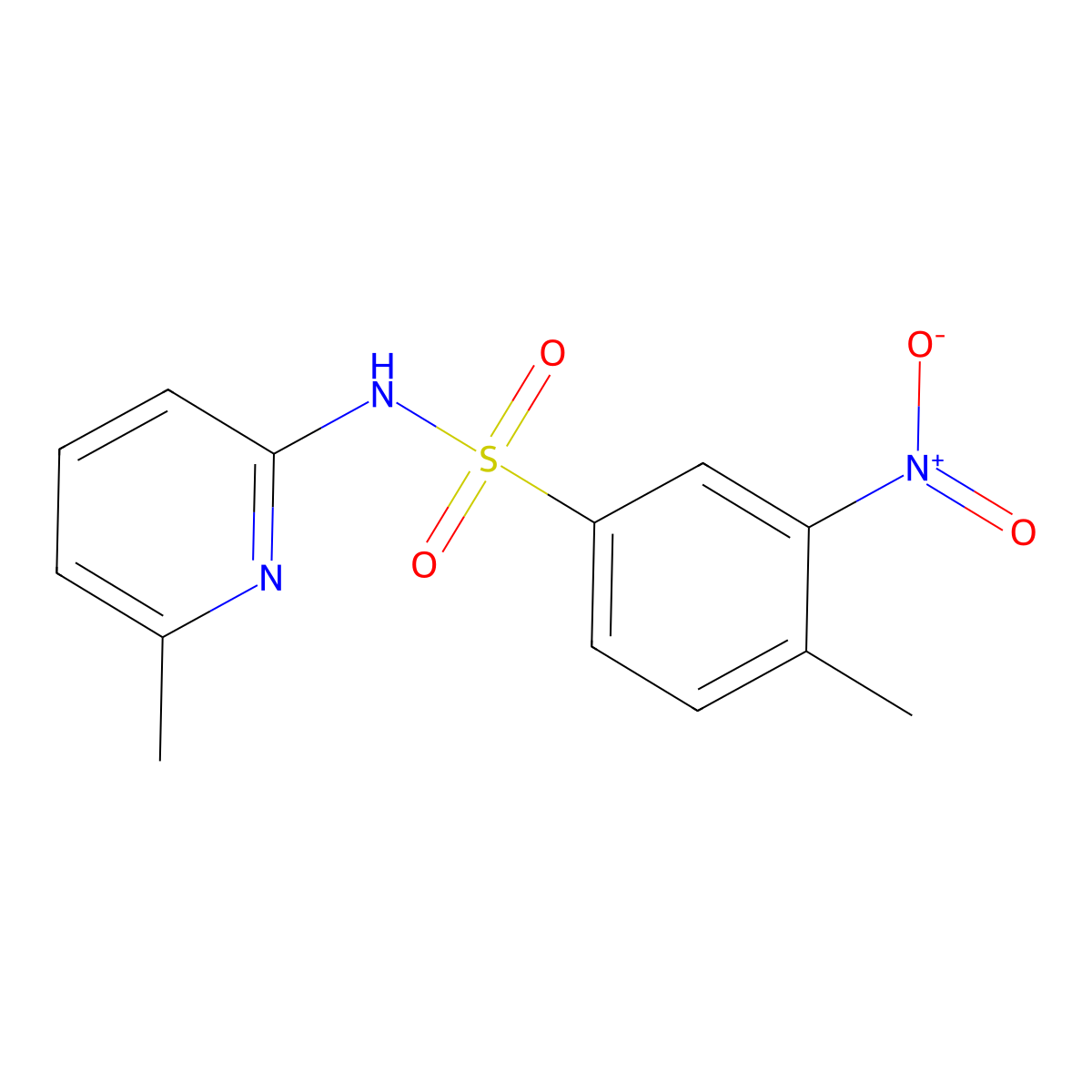 4-methyl-N-(6-methylpyridin-2-yl)-3-nitrobenzenesulfonamide molecular structure, CAS 297178-93-9