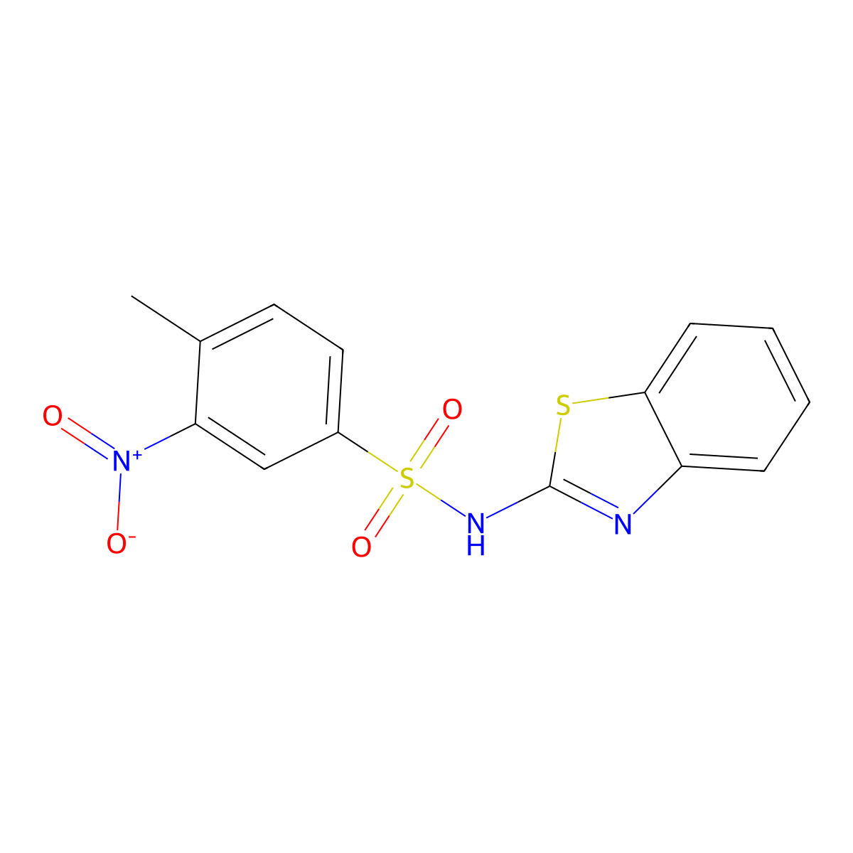 N-(1,3-benzothiazol-2-yl)-4-methyl-3-nitrobenzenesulfonamide molecular structure, CAS 297178-94-0