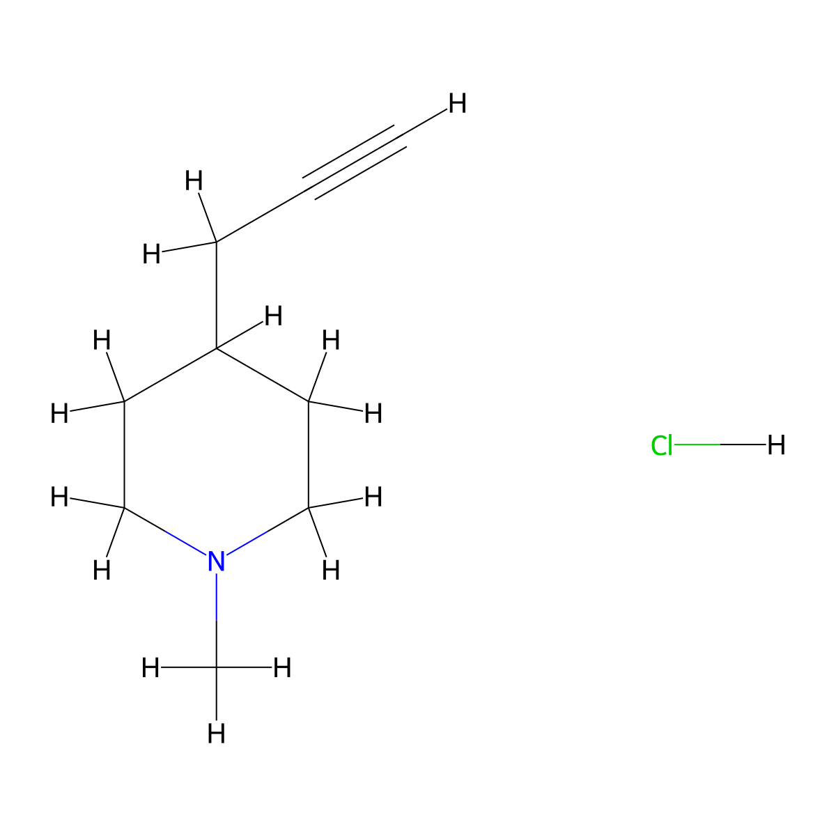1-Methyl-4-(prop-2-YN-1-YL)piperidine (hydrochloride) molecular structure, CAS 2971796-93-5