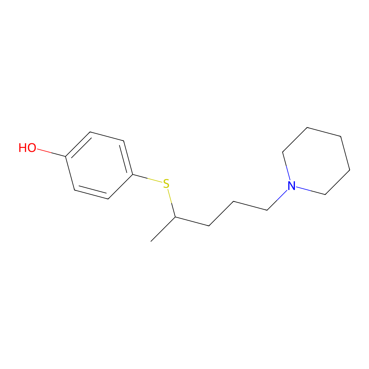 4-(5-Piperidin-1-ylpentan-2-ylsulfanyl)phenol molecular structure, CAS 297180-19-9