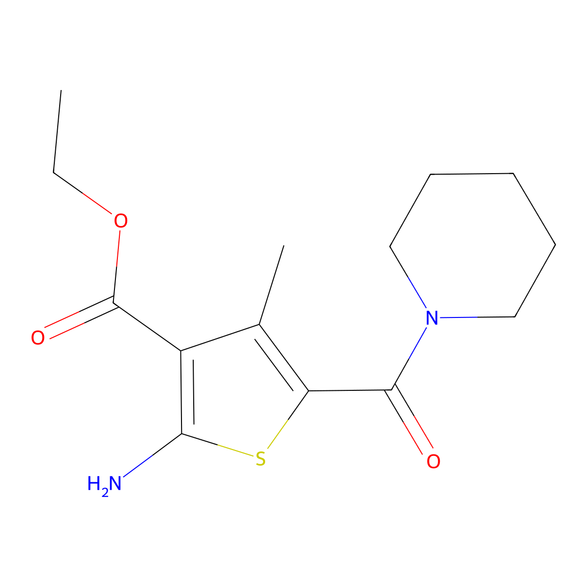Ethyl 2-amino-4-methyl-5-(piperidine-1-carbonyl)thiophene-3-carboxylate molecular structure, CAS 297182-53-7