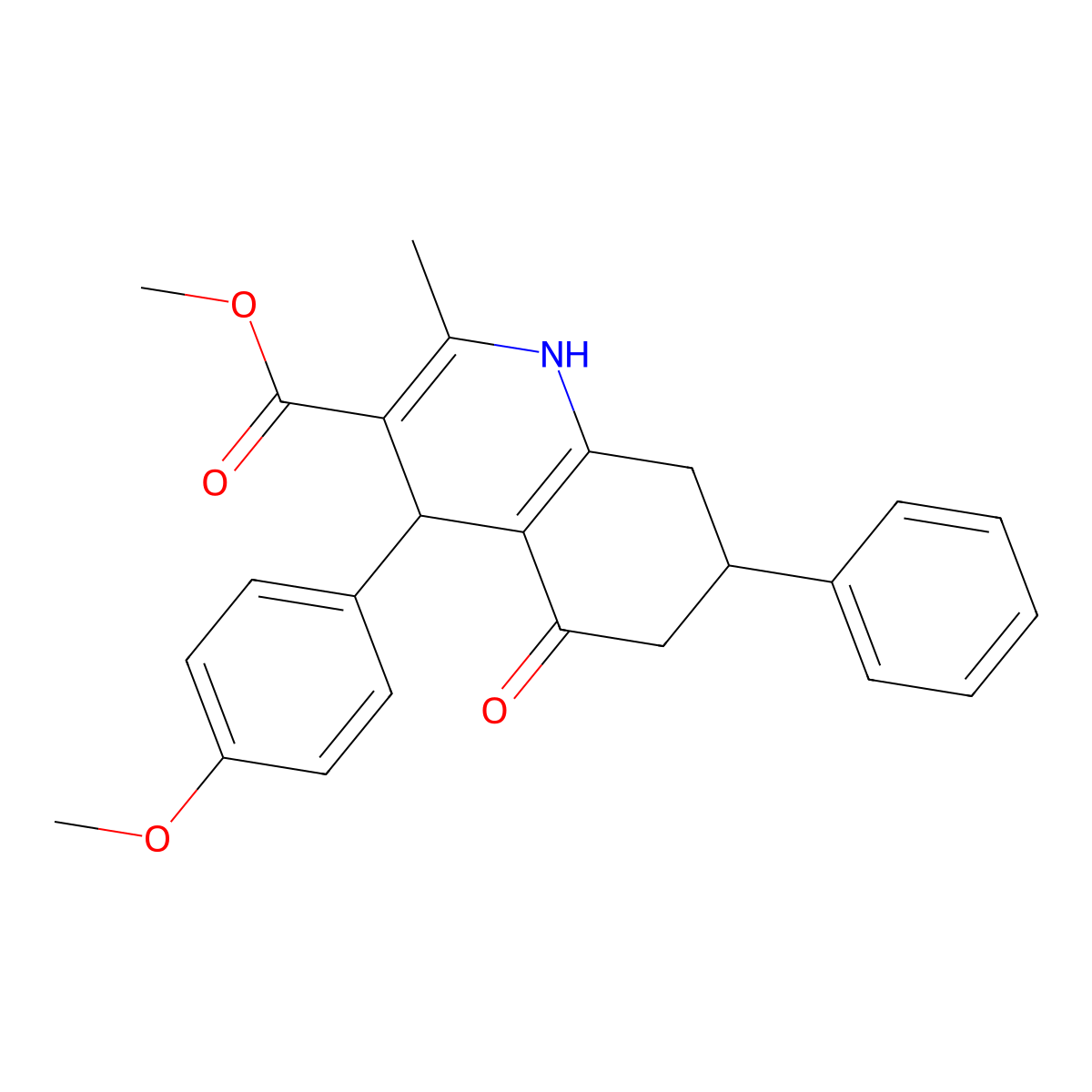 Methyl 4-(4-methoxyphenyl)-2-methyl-5-oxo-7-phenyl-1,4,5,6,7,8-hexahydroquinoline-3-carboxylate molecular structure, CAS 297182-57-1