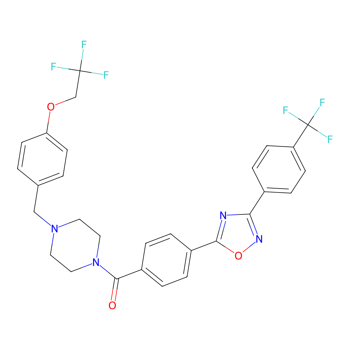 [4-[[4-(2,2,2-Trifluoroethoxy)phenyl]methyl]piperazin-1-yl]-[4-[3-[4-(trifluoromethyl)phenyl]-1,2,4-oxadiazol-5-yl]phenyl]methanone molecular structure, CAS 2971855-37-3