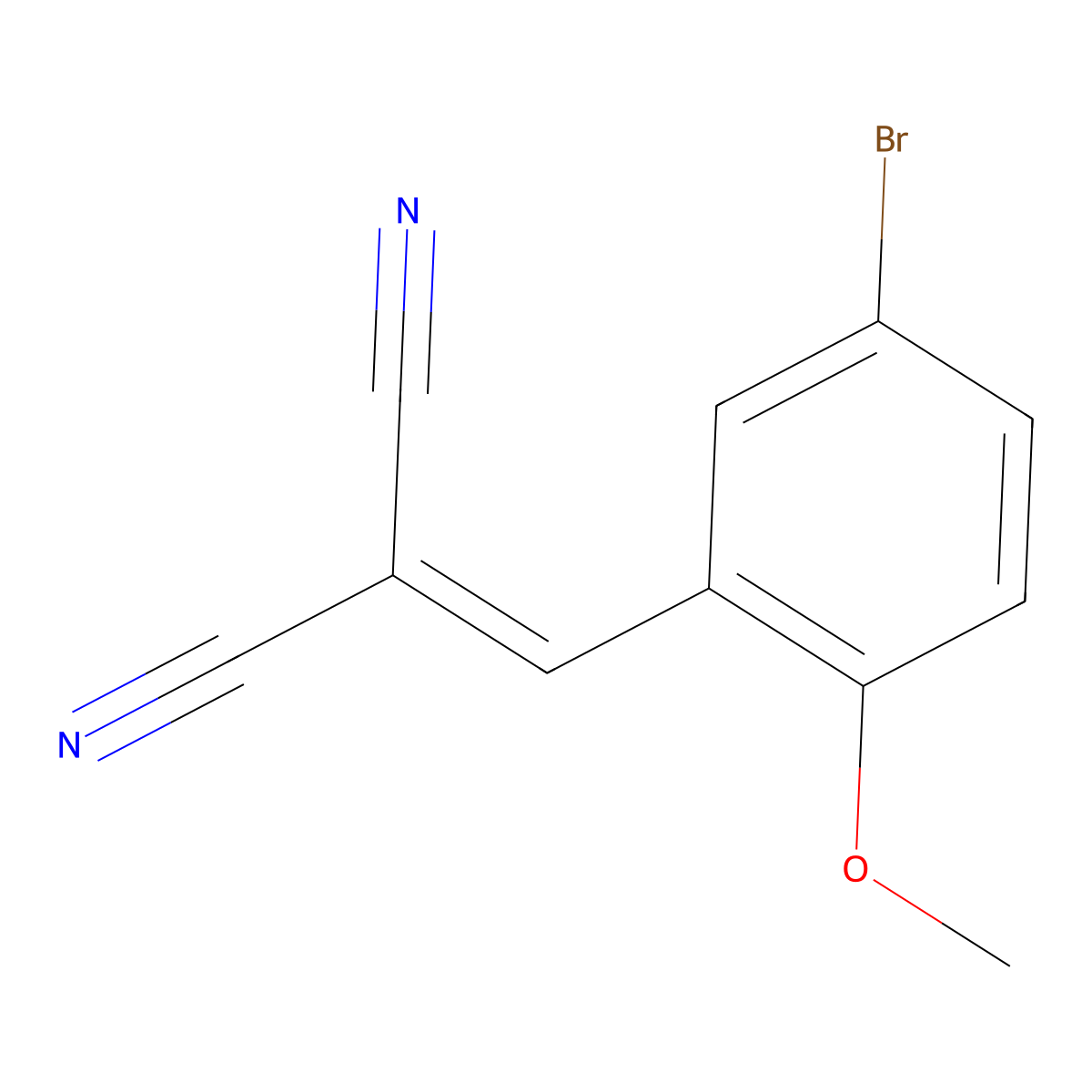 2-(5-Bromo-2-methoxybenzylidene)malononitrile molecular structure, CAS 2972-77-2