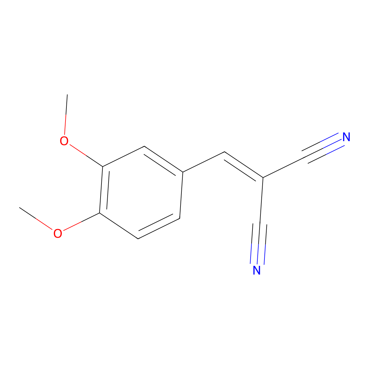 2-((3,4-Dimethoxyphenyl)methylene)propanedinitrile molecular structure, CAS 2972-80-7