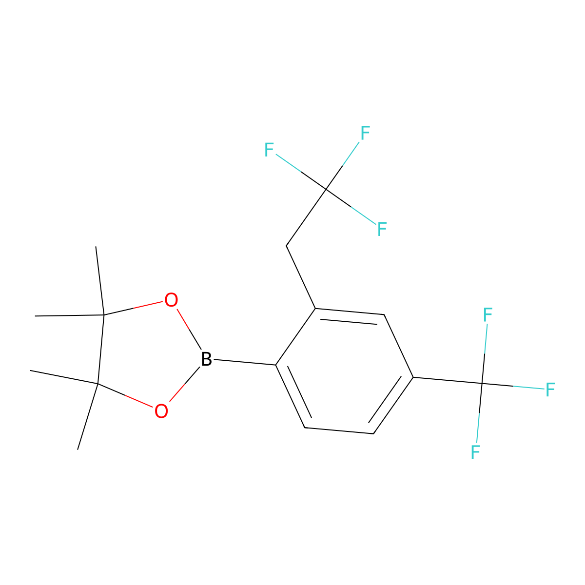 4,4,5,5-Tetramethyl-2-(2-(2,2,2-trifluoroethyl)-4-(trifluoromethyl)phenyl)-1,3,2-dioxaborolane molecular structure, CAS 2972607-38-6