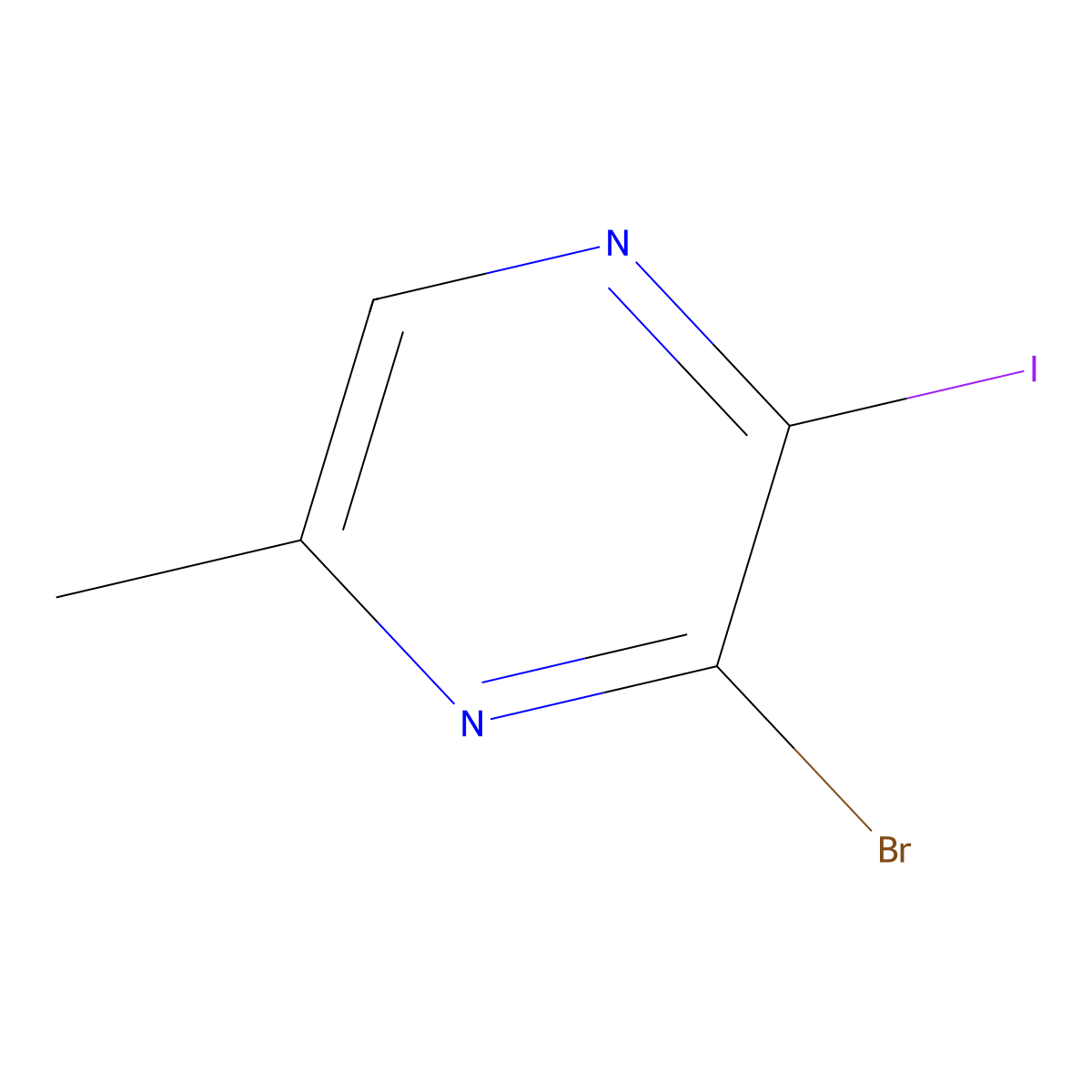 3-Bromo-2-iodo-5-methylpyrazine molecular structure, CAS 2972675-44-6