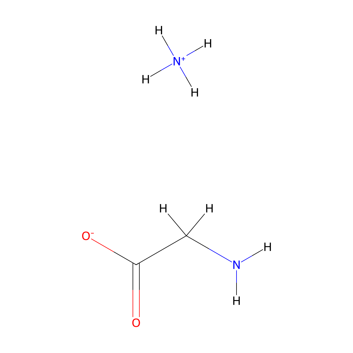 Ammonium glycinate molecular structure, CAS 29728-27-6