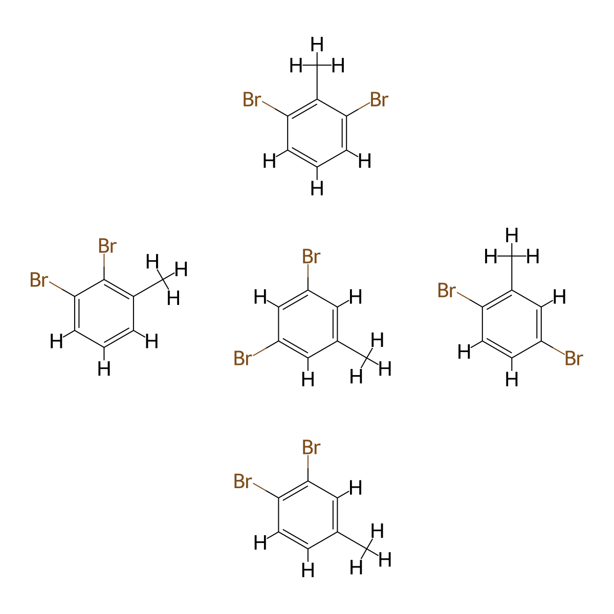 1,2-Dibromo-3-methylbenzene;1,2-dibromo-4-methylbenzene;1,3-dibromo-2-methylbenzene;1,3-dibromo-5-methylbenzene;1,4-dibromo-2-methylbenzene molecular structure, CAS 29732-82-9