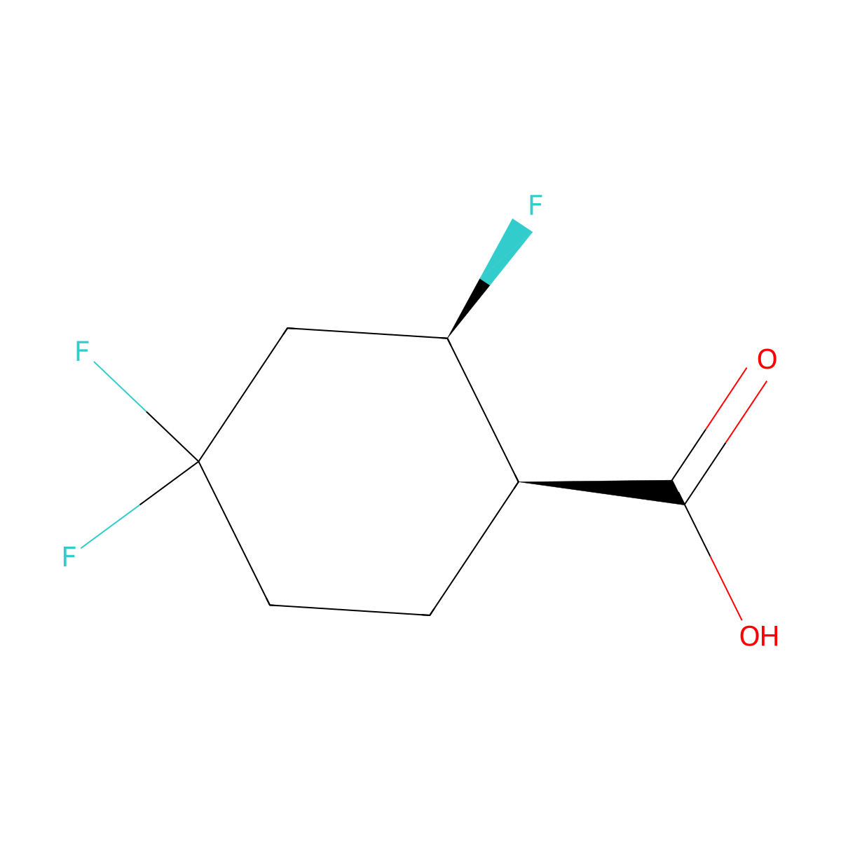 rac-(1R,2R)-2,4,4-trifluorocyclohexane-1-carboxylic acid molecular structure, CAS 2973403-33-5