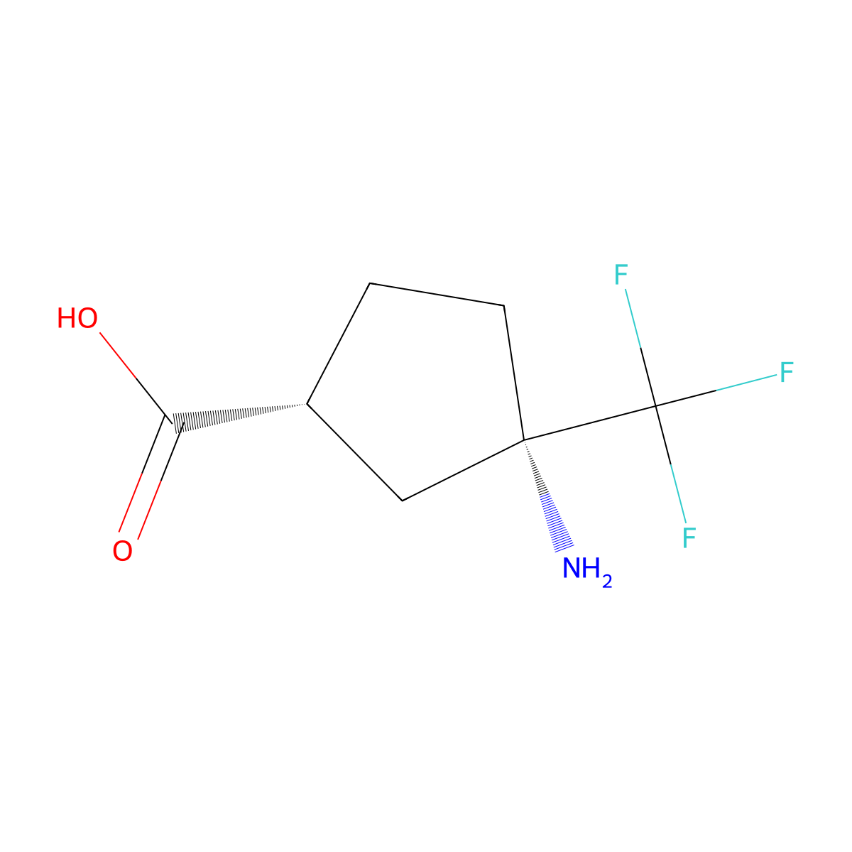 rac-(1R,3S)-3-amino-3-(trifluoromethyl)cyclopentane-1-carboxylic acid molecular structure, CAS 2973403-38-0