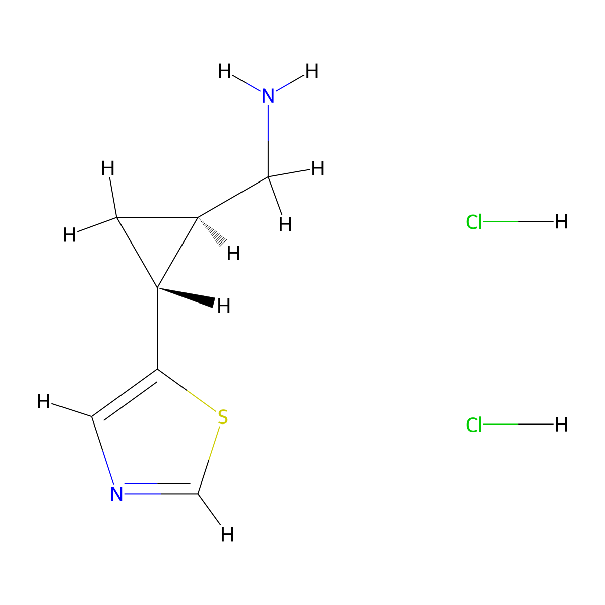 rac-1-[(1R,2R)-2-(1,3-thiazol-5-yl)cyclopropyl]methanamine dihydrochloride molecular structure, CAS 2973403-43-7