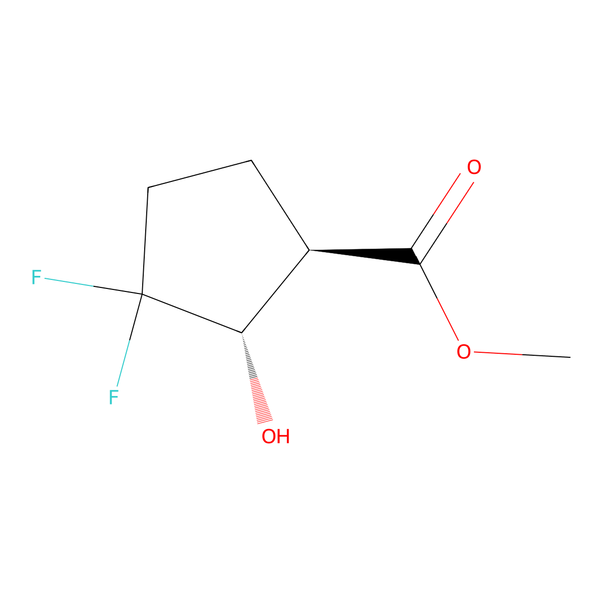rac-methyl (1R,2S)-3,3-difluoro-2-hydroxycyclopentane-1-carboxylate molecular structure, CAS 2973403-75-5