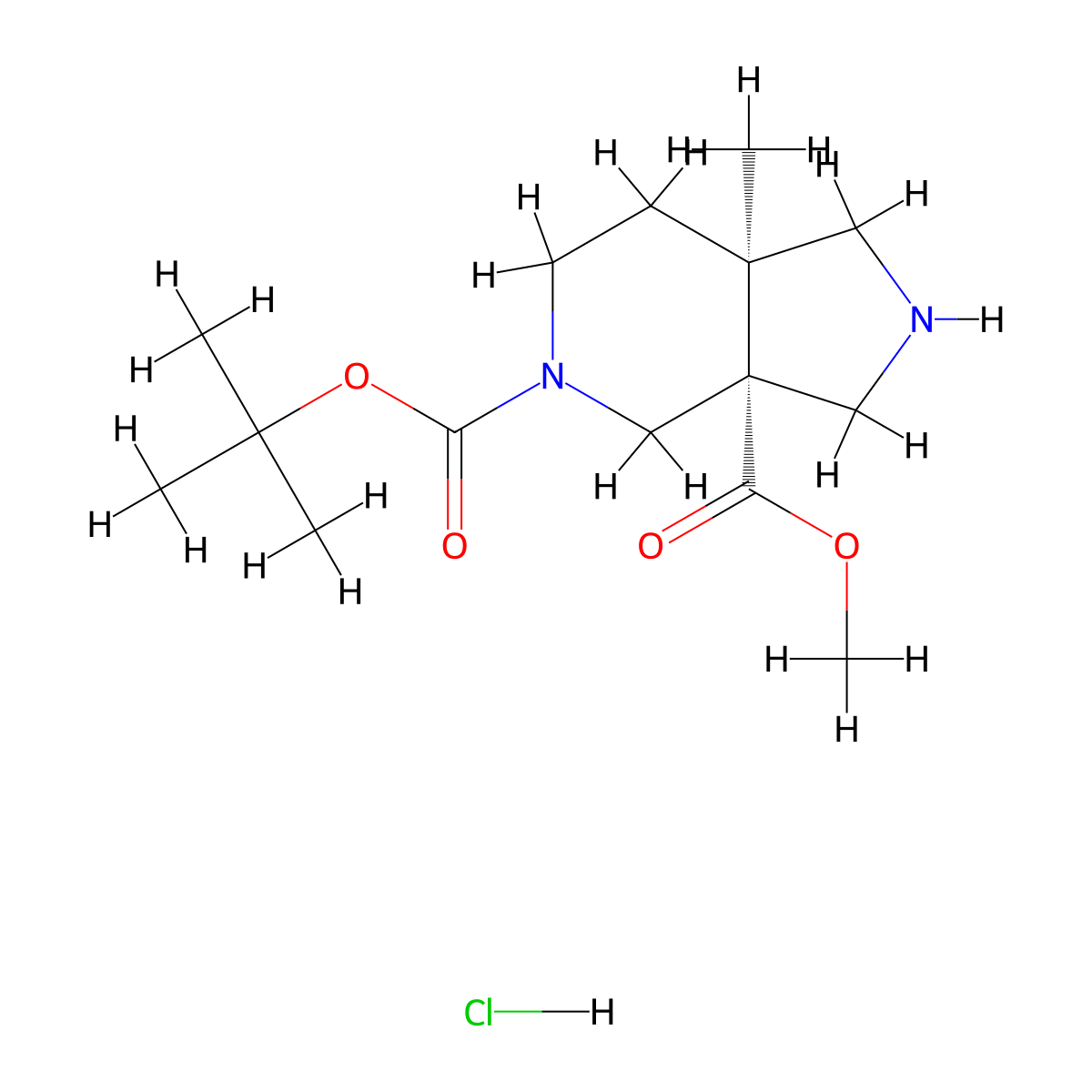rac-5-tert-butyl 3a-methyl (3aR,7aR)-7a-methyl-octahydro-1H-pyrrolo[3,4-c]pyridine-3a,5-dicarboxylate hydrochloride molecular structure, CAS 2973403-82-4