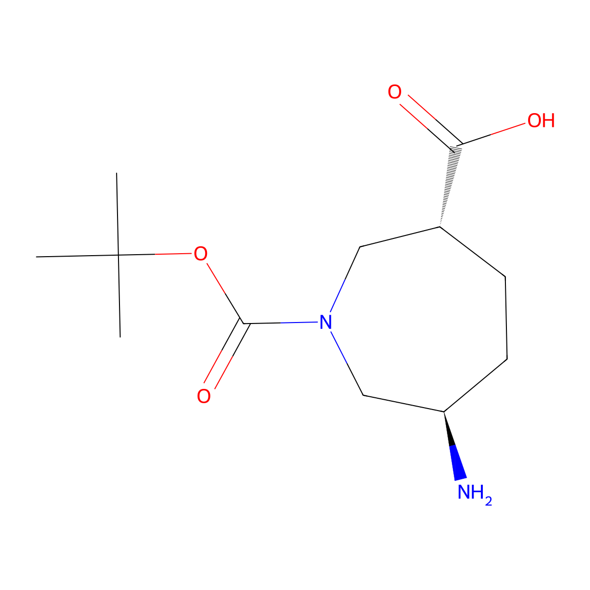 rac-(3R,6R)-6-amino-1-[(tert-butoxy)carbonyl]azepane-3-carboxylic acid molecular structure, CAS 2973403-96-0