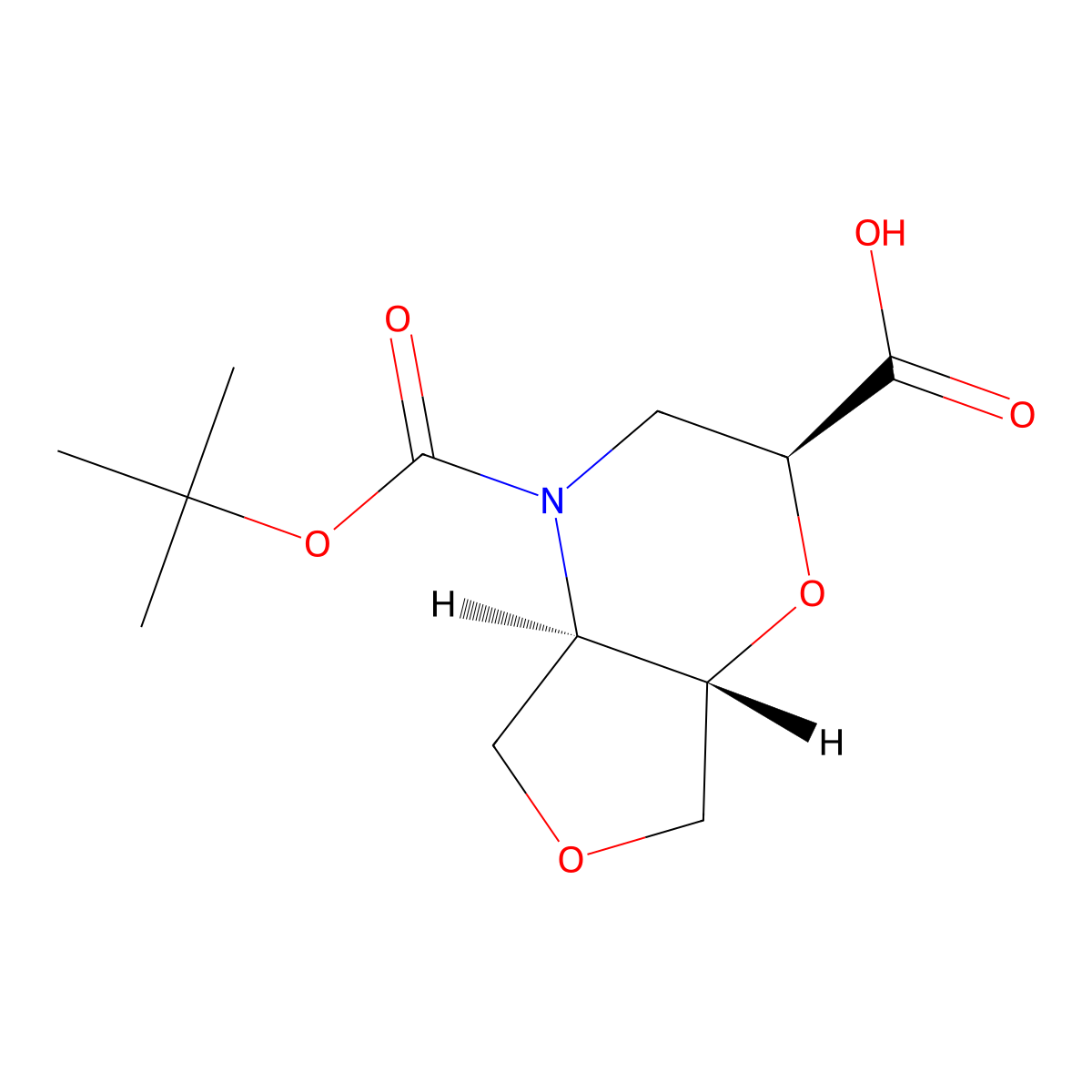 rac-(2R,4aS,7aR)-4-[(tert-butoxy)carbonyl]-hexahydro-2H-furo[3,4-b][1,4]oxazine-2-carboxylic acid molecular structure, CAS 2973404-15-6