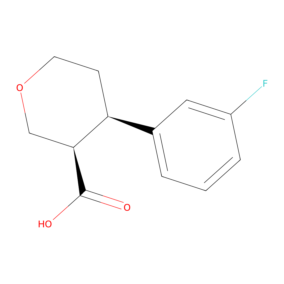 rac-(3R,4R)-4-(3-fluorophenyl)oxane-3-carboxylic acid molecular structure, CAS 2973404-30-5