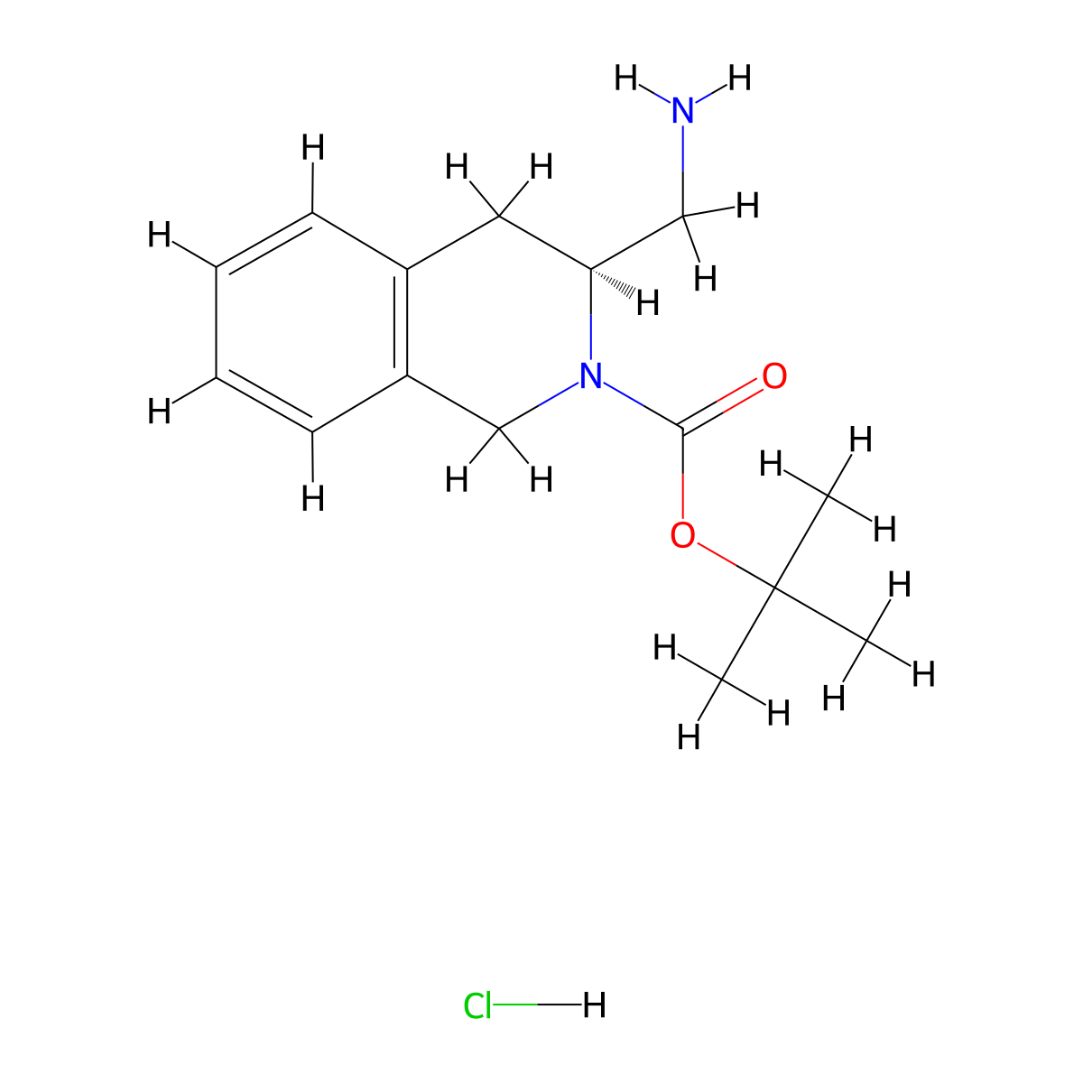 (S)-tert-Butyl 3-(aminomethyl)-3,4-dihydro-2(1H)-isoquinolinecarboxylate hydrochloride molecular structure, CAS 2973404-39-4