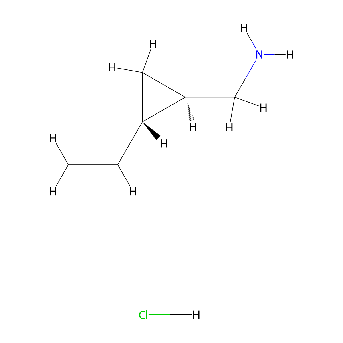 rac-1-[(1R,2S)-2-ethenylcyclopropyl]methanamine hydrochloride molecular structure, CAS 2973404-56-5
